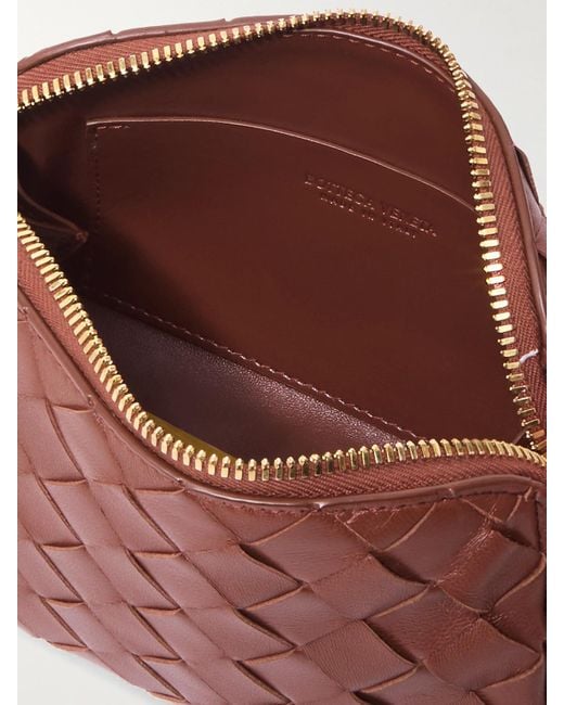 Bottega Veneta Red Concert Pouch Intrecciato Leather Shoulder Bag