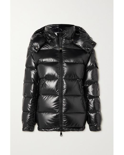 Moncler Maire Hooded Quilted Glossed-shell Down Jacket in Black - Lyst