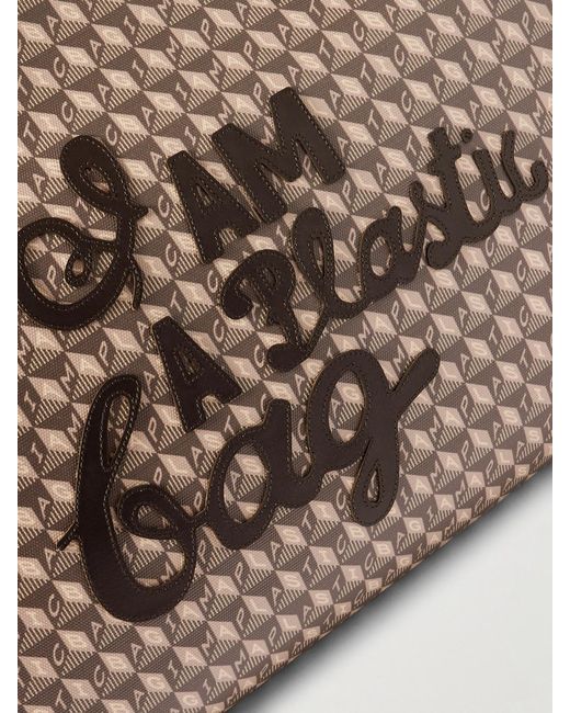 Anya Hindmarch Natural I Am A Plastic Bag Tote Aus Beschichtetem Canvas Mit Lederbesätzen