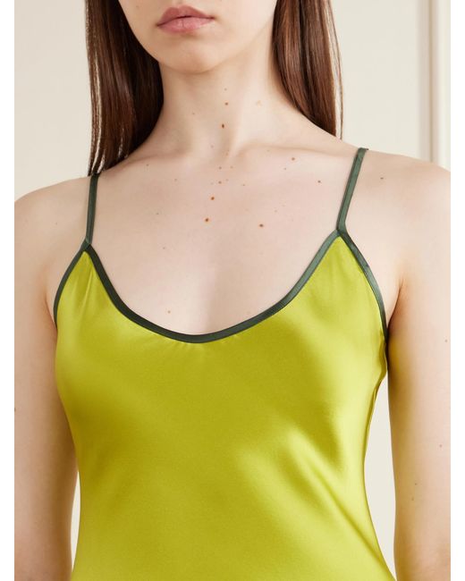 Comme Si Yellow Bias Silk-Charmeuse Slip Midi Dress