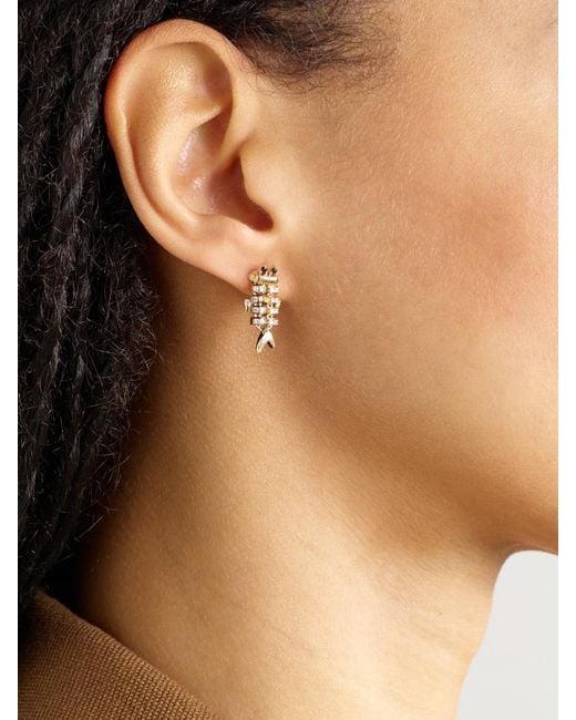 Boucle D'Oreille Unique En Or 9 Carats (375/1000) Et Diamants Superfish Yvonne Léon en coloris Natural