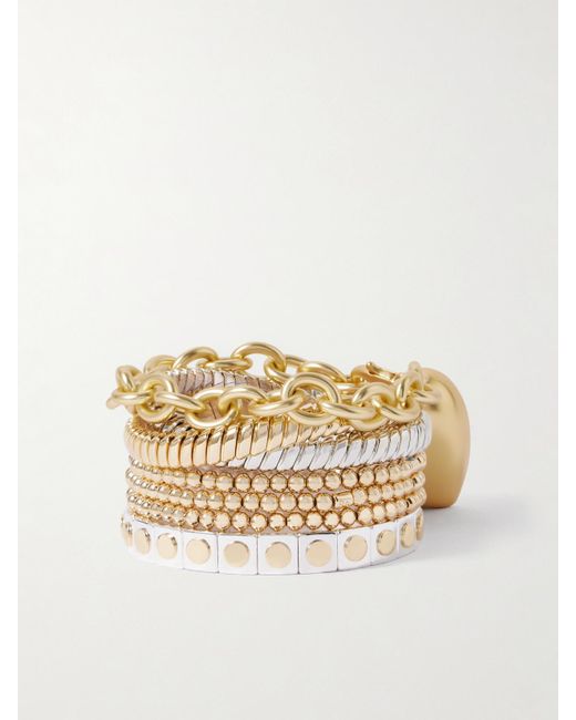 Roxanne Assoulin Metallic The Puffy Heart Set Of Seven- And-Tone Bracelets