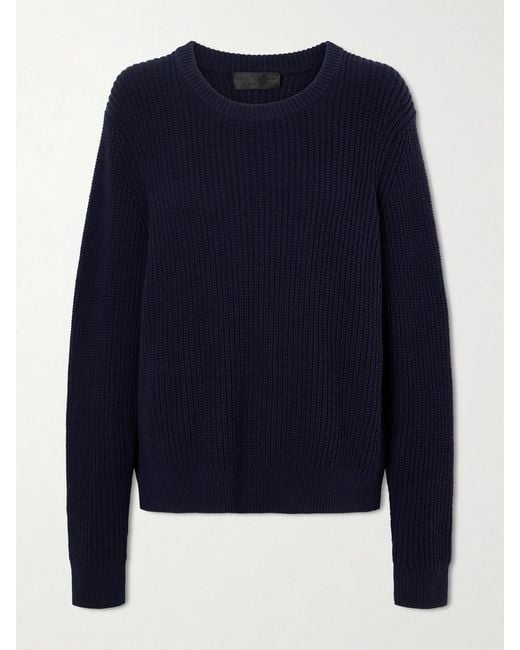 Nili Lotan Blue Tarik Cotton And Silk-Blend Sweatshirt