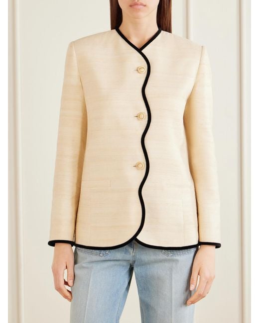 Valentino Garavani Natural Silk And Linen-Blend Canvas Jacket