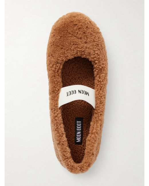 Moon Boot Brown Shearling Ballet Flats