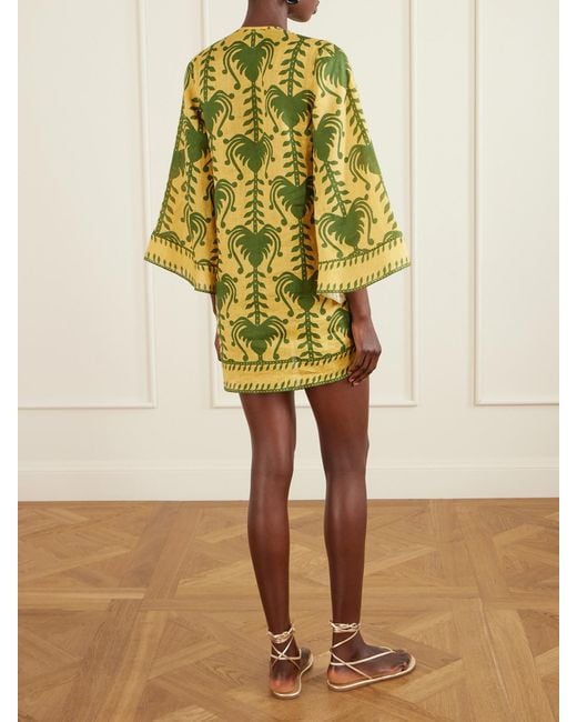 Johanna Ortiz Metallic Wild Savannah Shell-Embellished Linen Mini Dress