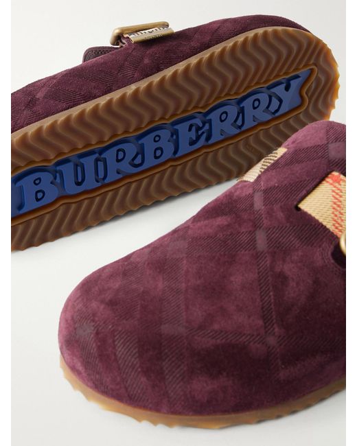 Burberry Brown Checked Suede Clogs
