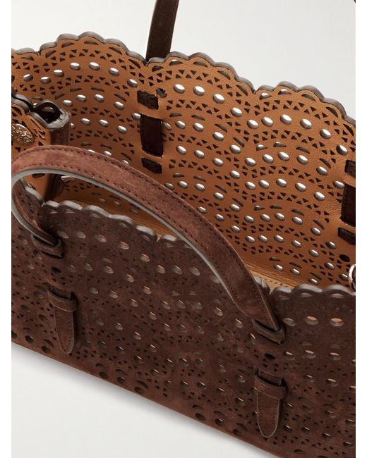 Alaïa Brown Mena 25 E/W Mittelgroße Tote Aus Lasergeschnittenem Nubukleder