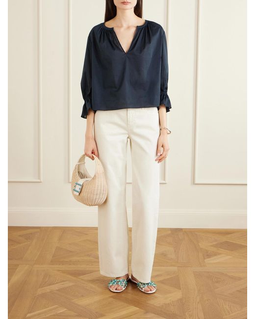FRAME Blue Poet Cotton Blouse