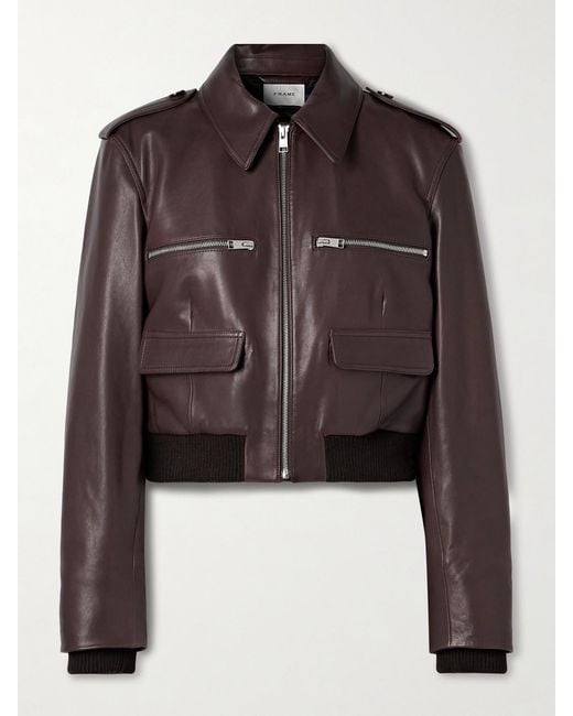 FRAME Brown The Aviator Leather Jacket