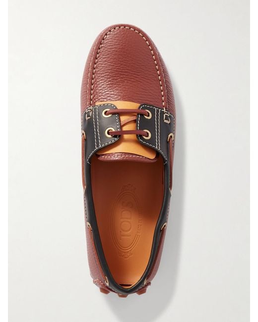 Tod's Brown Gommino Zweifarbige Loafers Aus Leder