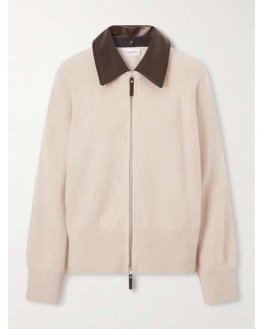 Brandon Maxwell Natural Conrad Leather-Trimmed Recycled-Cashmere Jacket