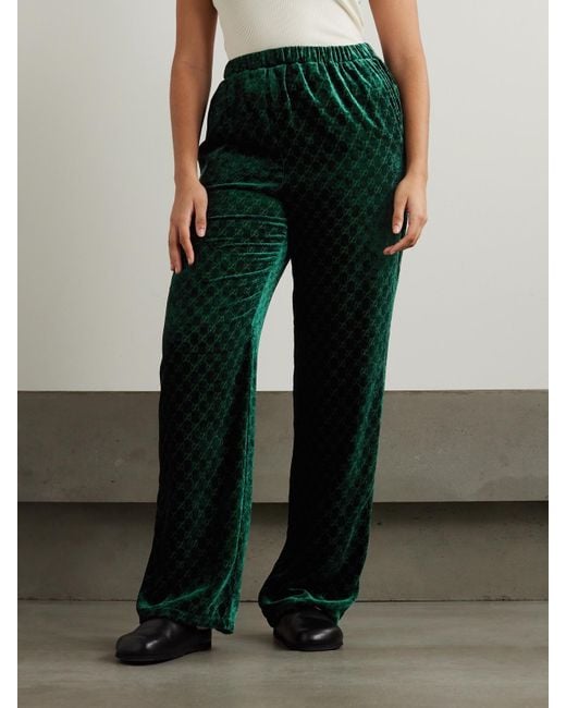 Gucci Green Belted Devoré-Velvet Robe