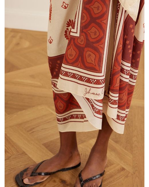Johanna Ortiz White Spirit Of The Rider Printed Cotton Pareo