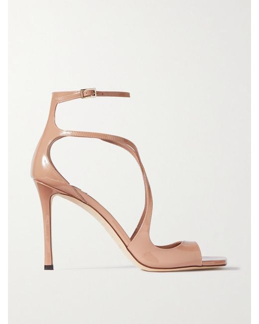 Jimmy Choo Natural Azia 95 Sandalen Aus Lackleder