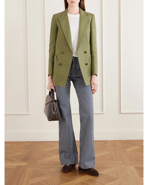 Nili Lotan Blue Celia Striped Straight-Leg Jeans