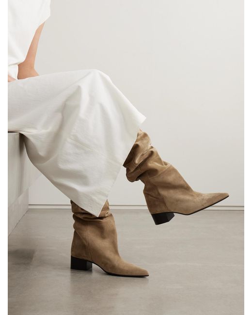 Khaite Natural Andee Overknees Aus Veloursleder