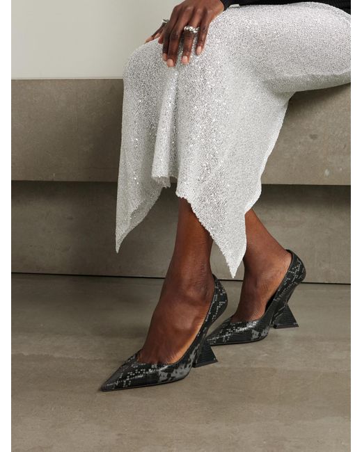 The Attico Black Cheope Pumps Aus Leder Mit Schlangeneffekt