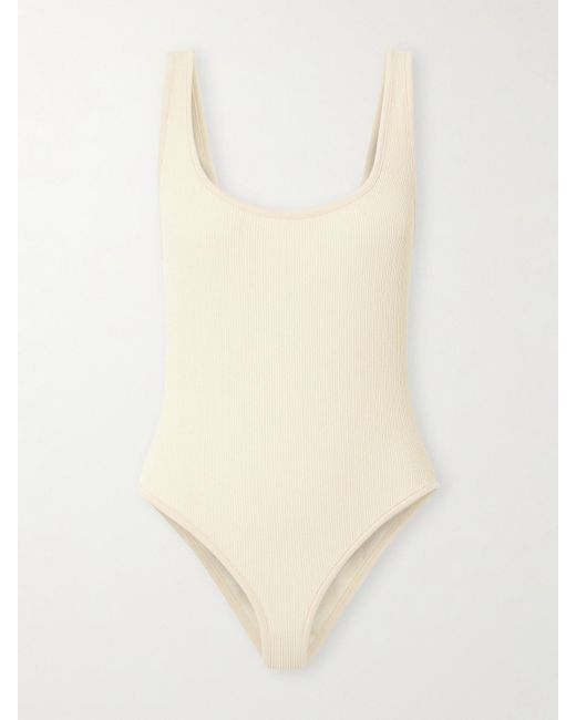 Johanna Ortiz White Explorer Recycled-Seersucker Swimsuit