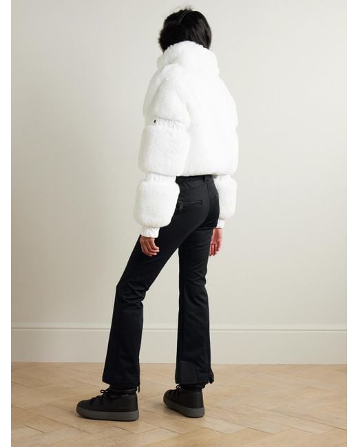 Goldbergh White Lieke Belted Faux Fur And Stretch-Shell Ski Suit