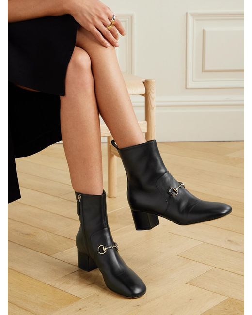 Gucci Black Lady Horsebit-Detailed Leather Ankle Boots