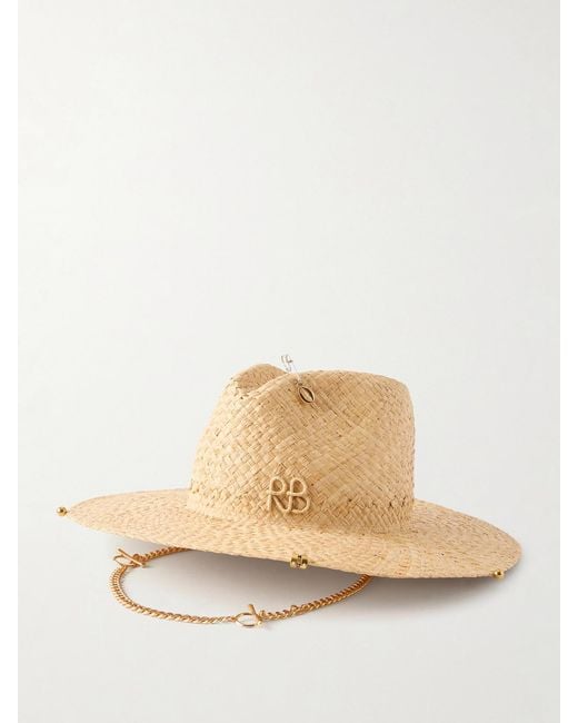 Ruslan Baginskiy Natural Embellished Straw Fedora
