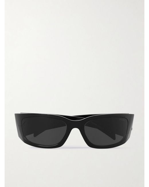 Prada Black Rectangular-Frame Acetate Sunglasses