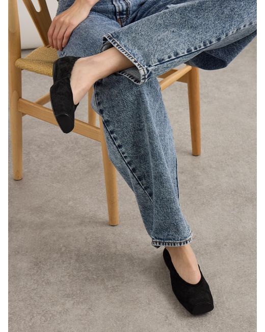 Alaïa Black Ballerinas Aus Veloursleder Mit Lederbesätzen