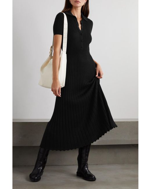 Gabriela Hearst Black Amor Maxikleid Aus Einer Gerippten Seiden-Kaschmirmischung