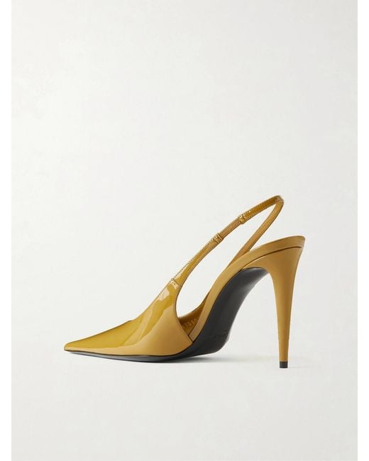 Saint Laurent Metallic Guermantes Patent-Leather Slingback Pumps