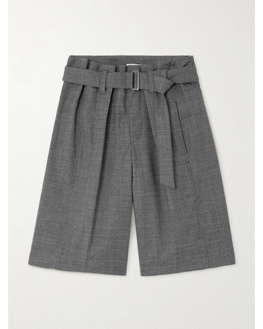 Brunello Cucinelli Women's Gray Belted Cotton And Wool-Blend Twill Shorts