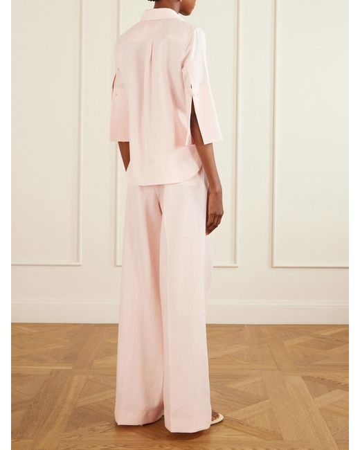 Another Tomorrow Pink Linen-Canvas Shirt