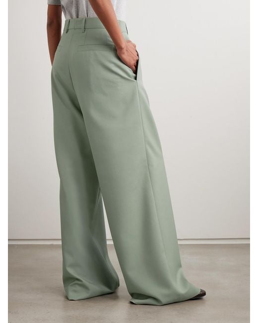 Dries Van Noten Green Wide-Leg Wool And Mohair-Blend Twill Pants