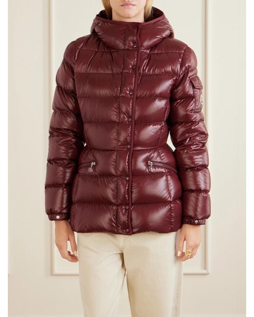 Moncler Red Barante Hooded Quilted Shell Down Jacket