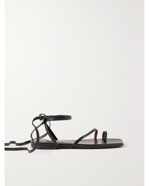 Staud Black Nicola Tie-Detailed Leather Sandals