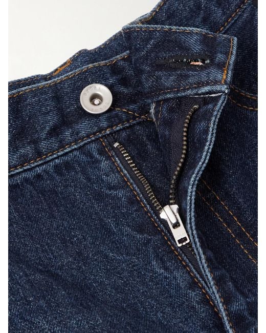 Sacai Blue Jeans Mit Weitem Bein, Einsätzen Aus Einer Wollmischung Und Gürtel