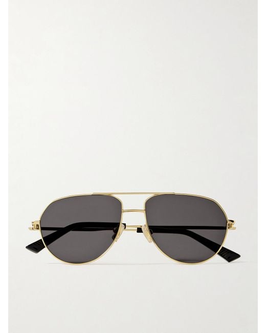 Bottega Veneta Black Aviator-Style-Tone Sunglasses