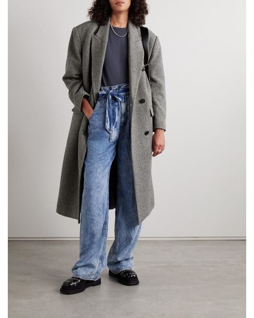 Isabel Marant Gray Lexana Double-Breasted Wool-Blend Coat