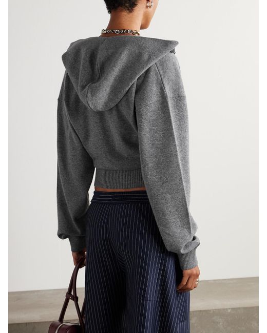 Stella McCartney Gray Verkürzter Pullover Aus Wolle Mit Kapuze