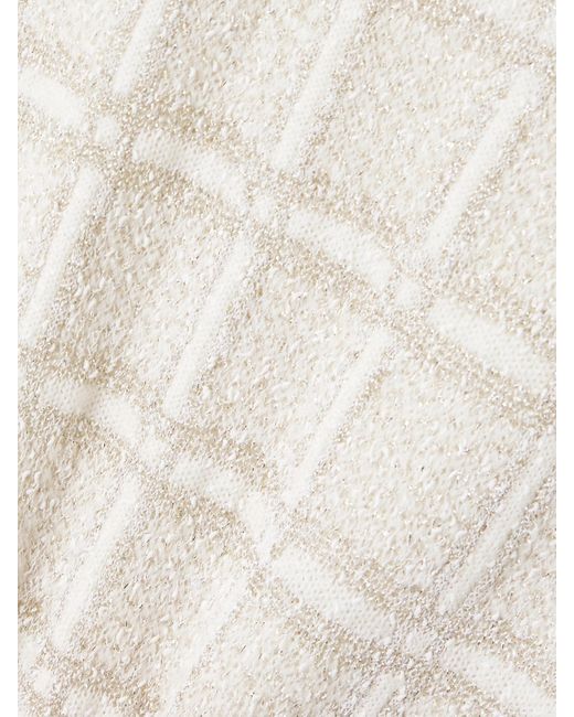 Gucci Natural Checked Metallic Wool-Blend Sweater