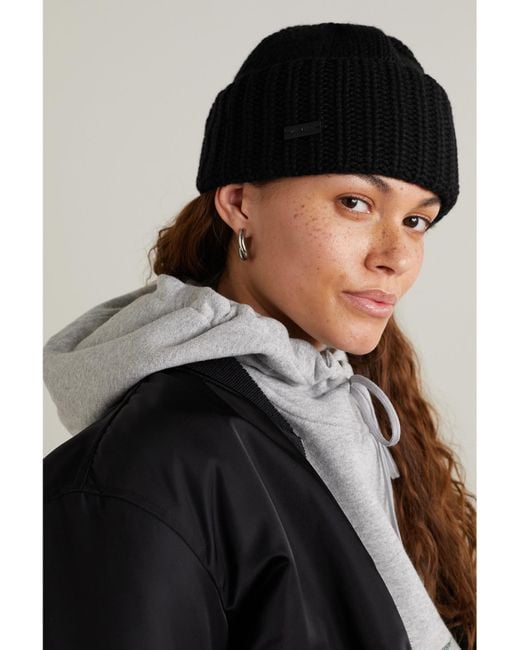 Saint Laurent Black Ribbed Cashmere Beanie
