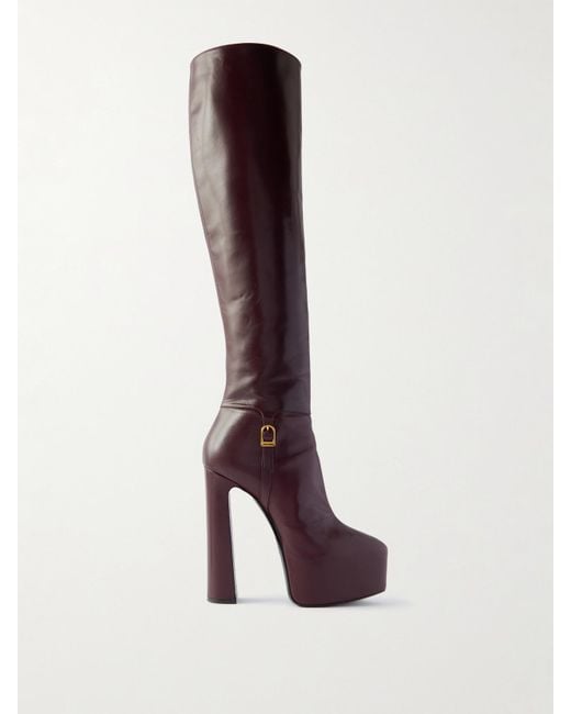 Saint Laurent Red Nico Overknees Aus Leder