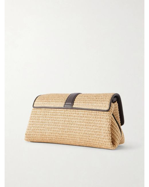Ferragamo Natural Leather-Trimmed Woven Raffia Cross Body Bag