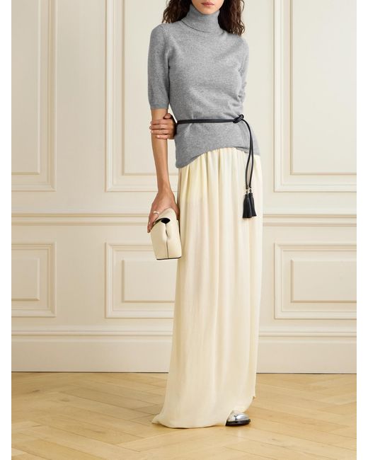 Allude Gray Cashmere Turtleneck Sweater