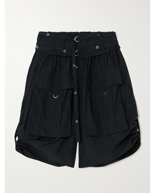 Isabel Marant Black Heidi Cargoshorts Aus Einer Modalmischung Mit Gürtel