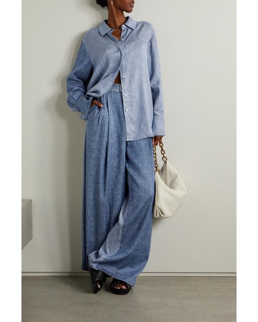 Partow Blue Juliette Two-Tone Chambray Shirt