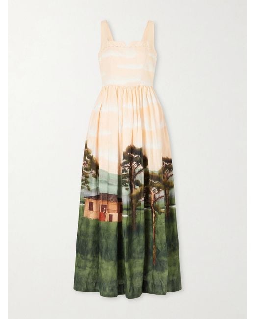 Agua Bendita Green Jaspe Paraiso Linen Maxi Dress