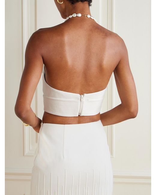 ANDRES OTALORA Natural Onda Strapless Cropped Twisted Cotton-Twill Top