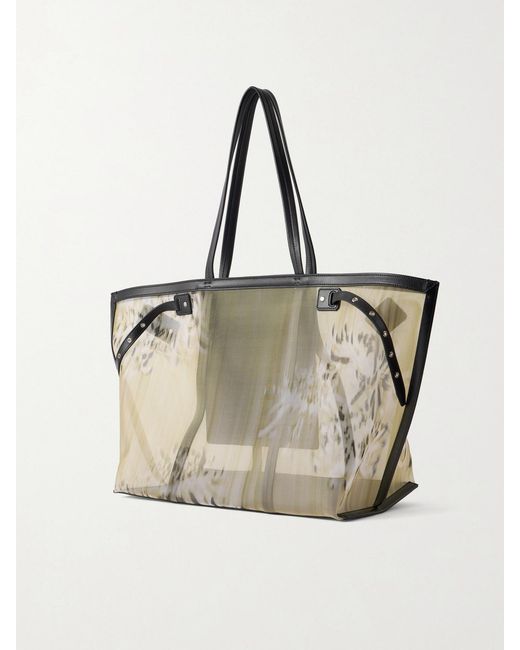 Proenza Schouler Natural Days Carryall Leather-Trimmed Printed Mesh Tote