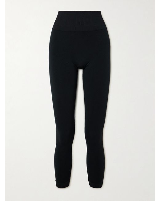 Perfect Moment Black Ribbed Thermal Modal-Blend Leggings